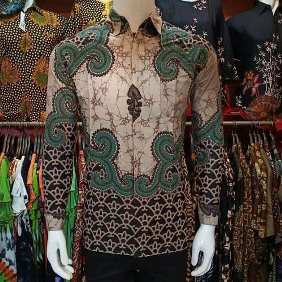 Baju batik Pria Slimfit Big Size M L XL XXL Atasan Kemeja Batik Lengan Panjang Original