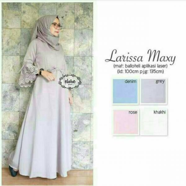 Baju Original ZH LARISA Maxi Dress Muslim Modern Panjang Hijab Fashion Perempuan Casual Gamis Trend