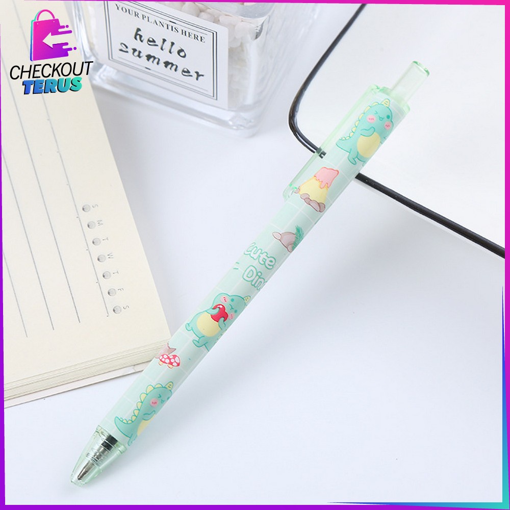 CT A35 Pulpen Pelajar Dan Kantor Pena Lucu Motif Dino Imut Pen Gel Mekanik Alat Tulis Pena Lucu Bulpen Gel Karakter