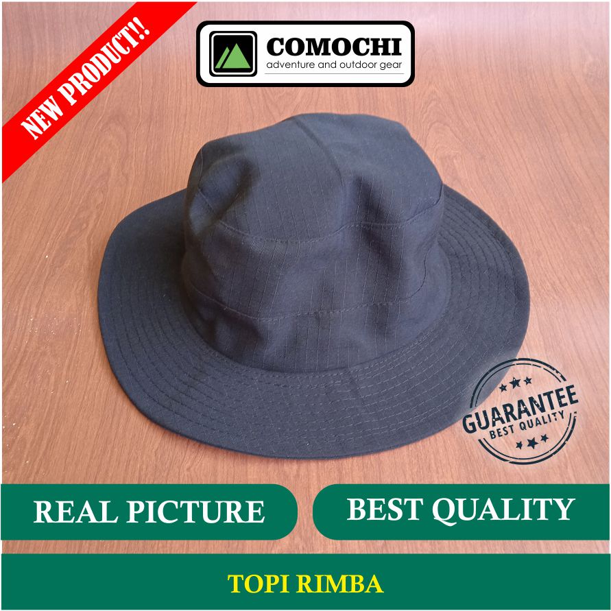 (COD GROSIR) TOPI RIMBA GUNUNG TOPI TNI AD BAHAN RIPSTOP KOTAK-KOTAK KUAT TACTICAL HITAM POLOS