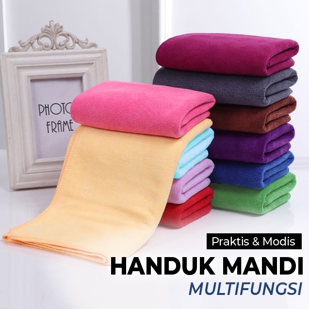 Handuk Mandi Polos Halus Dewasa Anak 70x140cm Polyester Lembut Sedang Kualitas Import Terbaru - H6