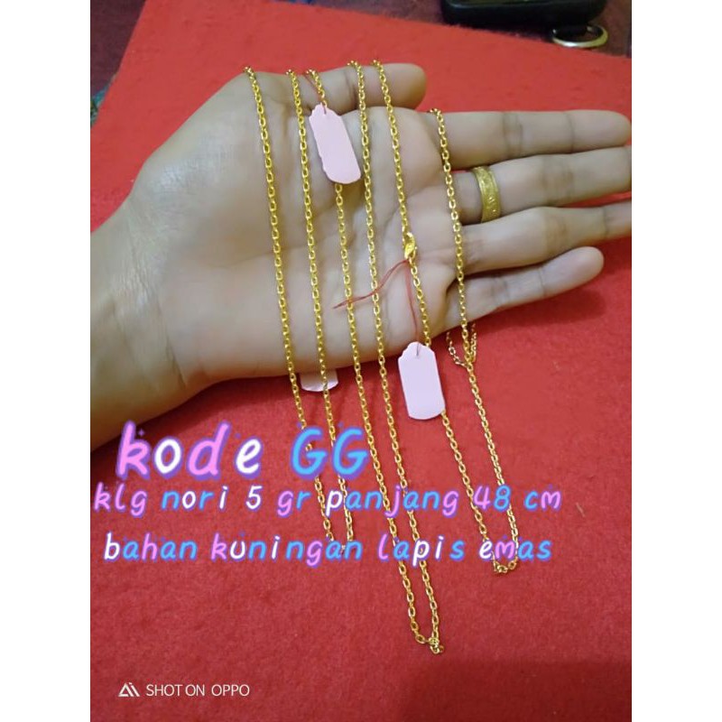 TERMURAH best seller kalung nori kuningan koin 5 gr panjang 43cm