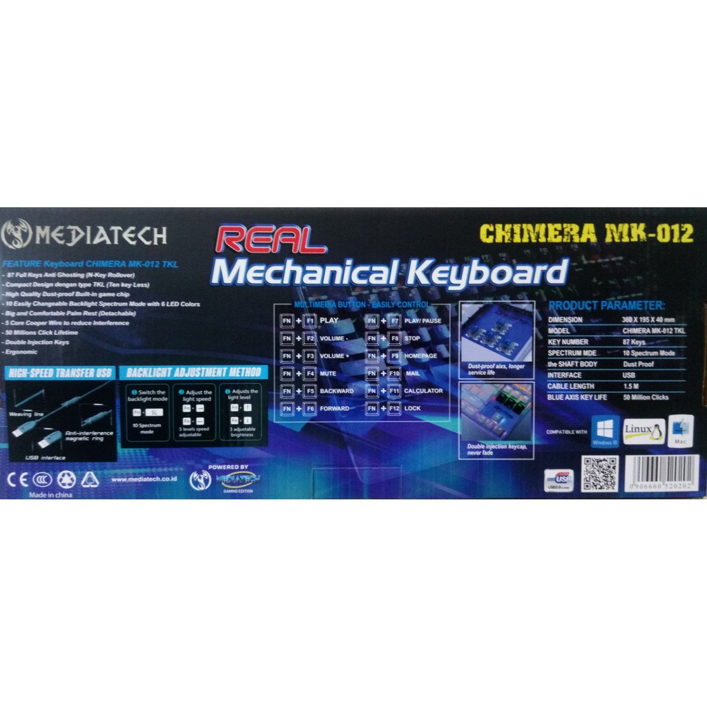 Mediatech Keyboard Gaming Mechanical Chimera MK-012 - Real Mechanical Keyboard -- 520220