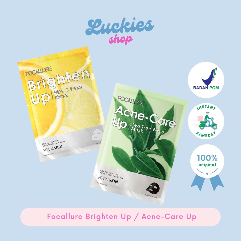 BPOM Focallure Vitamin C Face Acne-Care Mask Energy Facial Sheet Skin Care Masker Lembaran Wajah FASC03