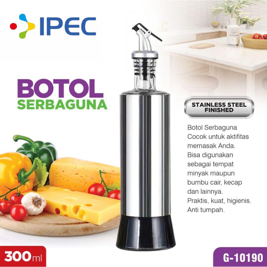 Botol Minyak Botol kaca Stainless steel Cuka botol Kecap dll Multifungsi Oil Vinegar Bottle 300ML 10190