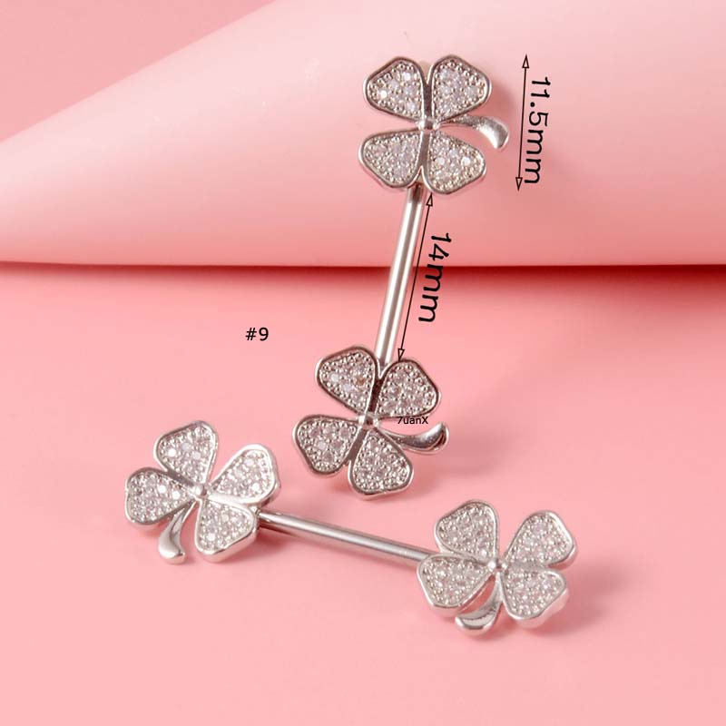 2pcs Anting Tindik Puting Bentuk Daunbungalebah 14gauge Bahan Stainless Steel Dengan Zircon