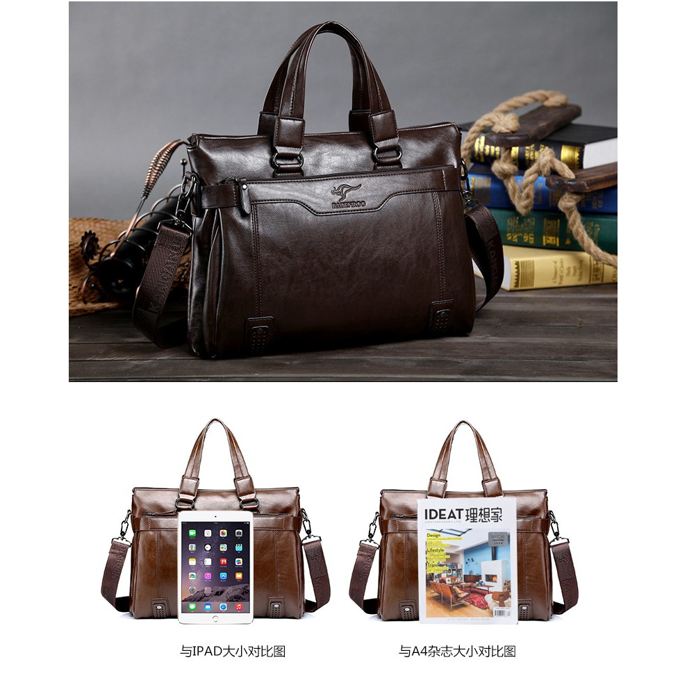 [ORIGINAL] Badenroo Tas Kerja Kulit Selempang Pria Laptop 14 Inch Casual Style Briefcase Bag Import