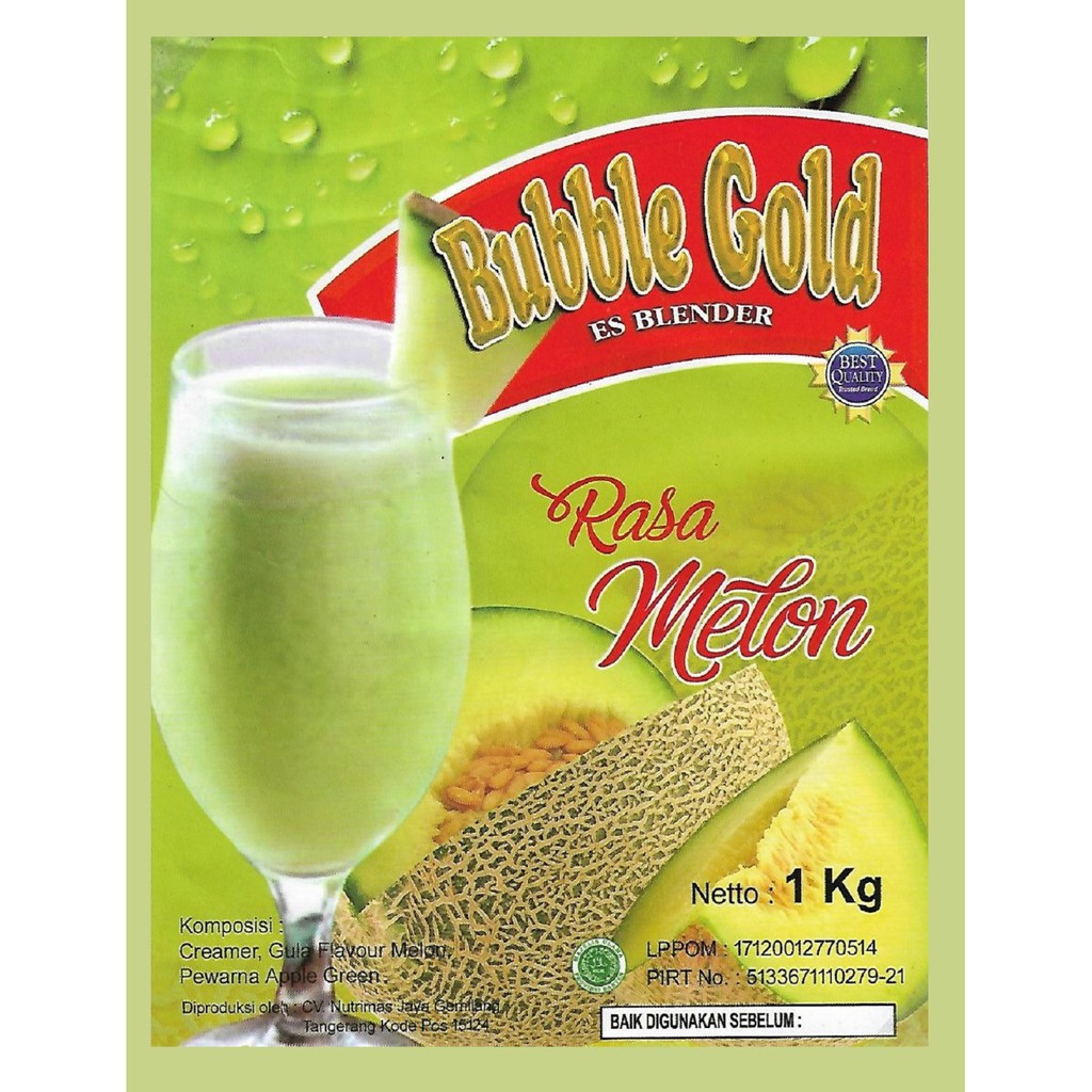 BUBBLE GOLD MELON KEMASAN 1KG | SERBUK MINUMAN RASA HONEYDEW 1KILO