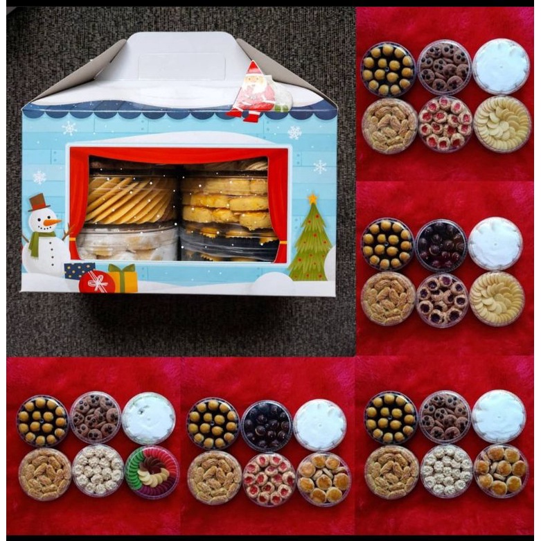 

kue kering homemade tema natal / paket kue kering natal / hampers natal isi 6 toples