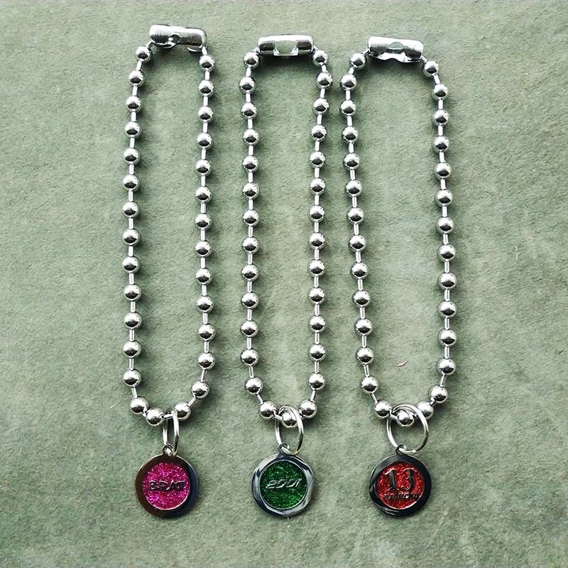 8MM bead Kalung titanium baja rantai kalung hijau bulat stainless steel liontin kalung wanita Eropa