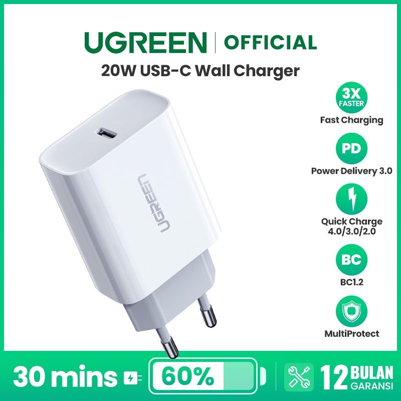 Ugreen Charger Iphone 12 11 8 13 X XR XS MAX Charger PD Ugreen 20 Watt Power Delivery 3A Original