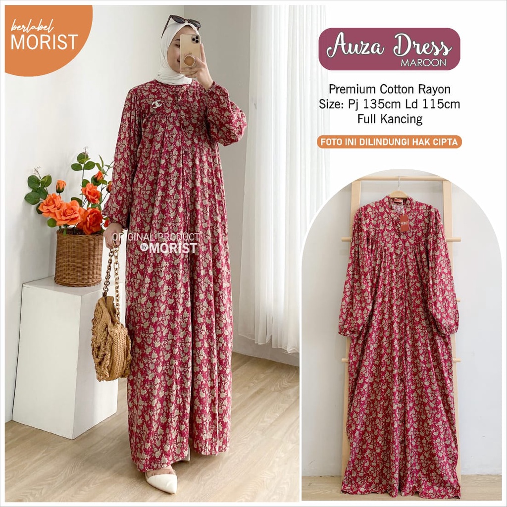 Auza Maroon Dress Gamis Original Morist Berlabel / 87