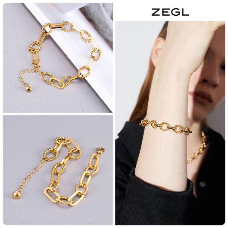 Gelang tangan Wanita Gold Import Titanium Anti luntur dan karatan