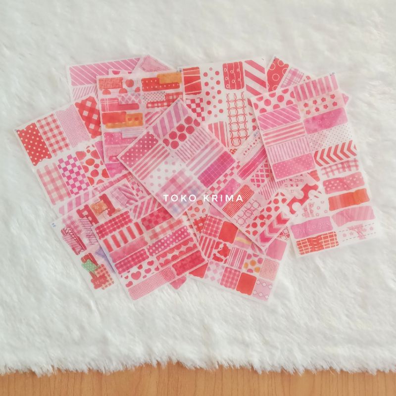 

Stiker Motif Washi Tape Semi Transparan Warna Pink Merah Untuk Dekorasi Diary Journal