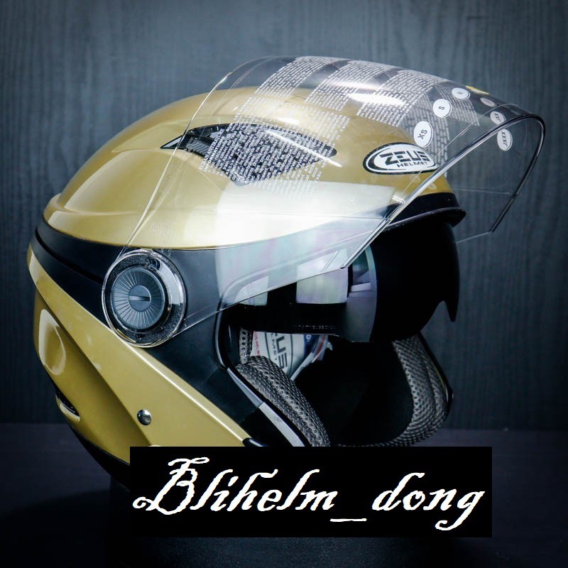HELM ZEUS ZS 610 GOLDEN YELLOW | ZS-610 HALF FACE HELMET SNI | ZS610 DOUBLE VISOR