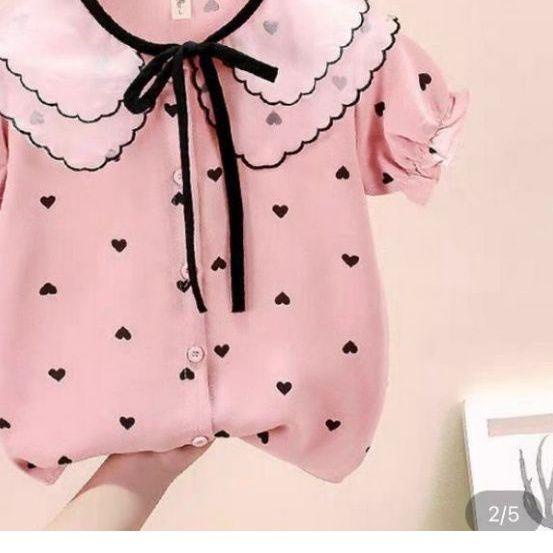 Atasan anak perempuan import 5tahun - 10 th kemeja import blouse cewek baju impor polkadot anak pink
