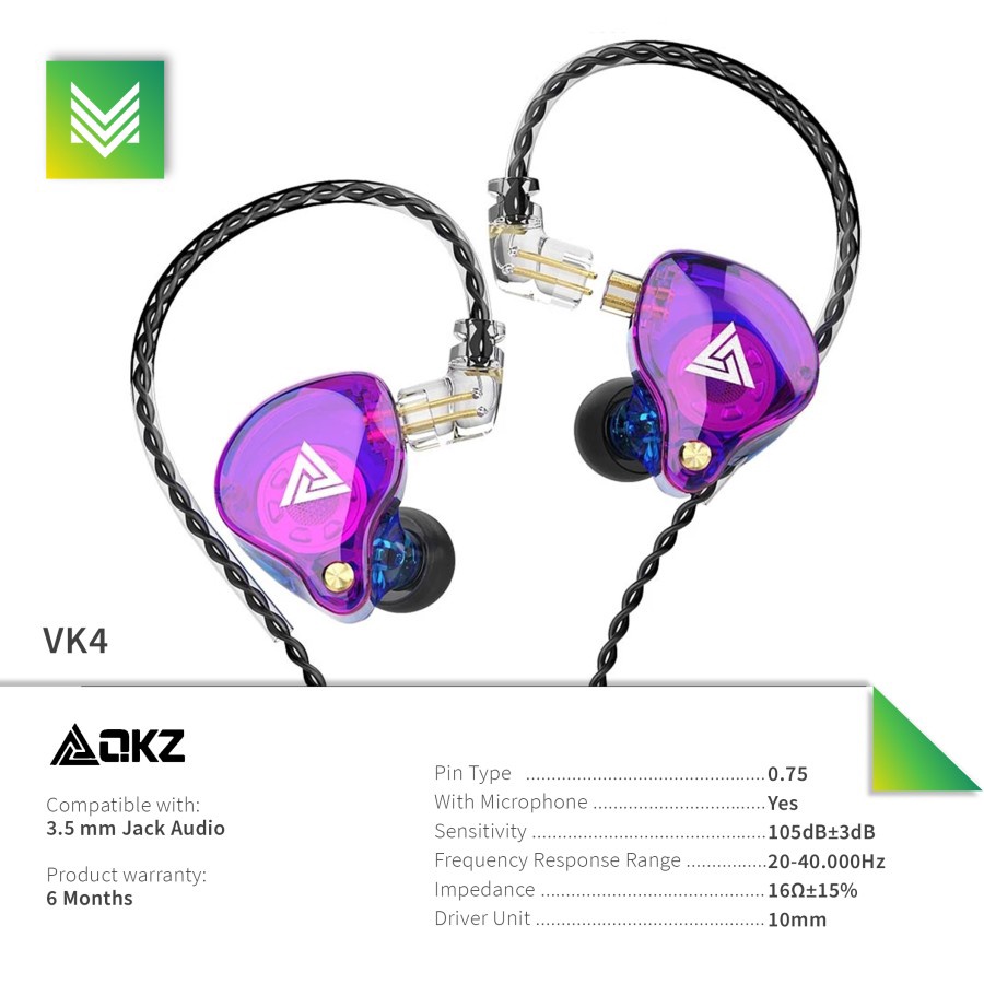 [Dikirim dari Jakarta] QKZ VK4 Earphone Hifi Dynamic Hi-Res Audio Headset