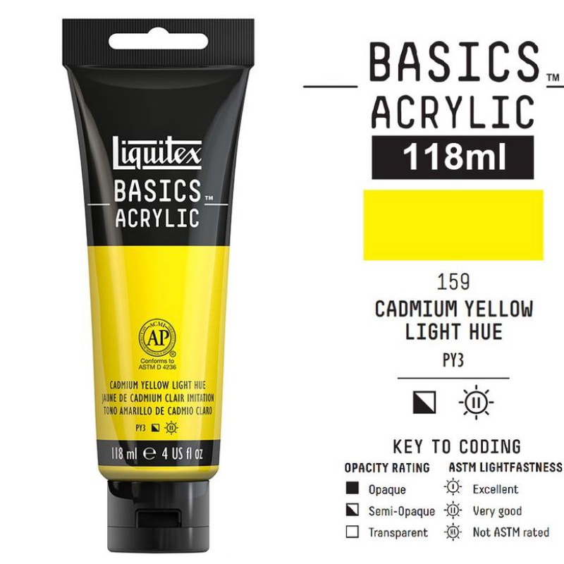 

LIQUITEX BASICS ACRYLIC COLOUR 118 ML CADMIUM YELLOW LIGHT HUE