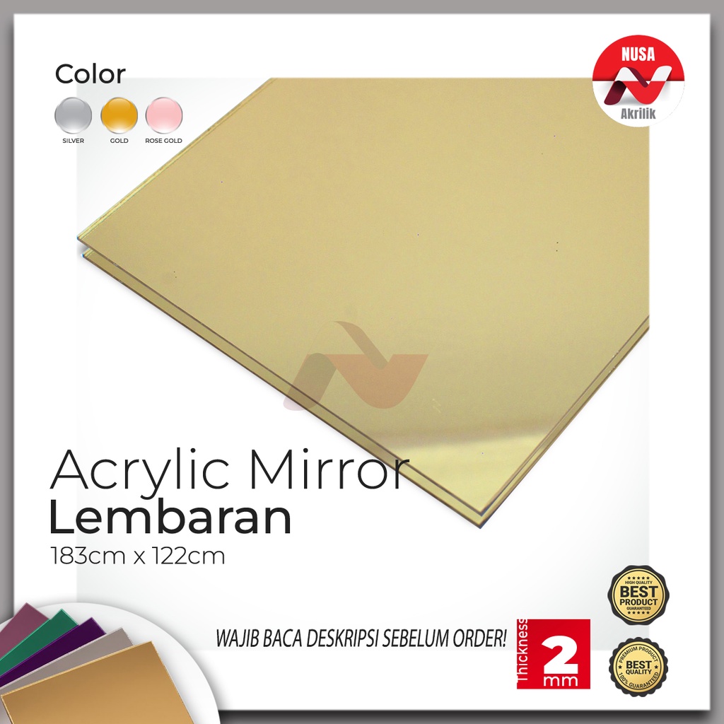 Jual Akrilik Mirror Lembaran 183 x 122cm Tebal 2mm Gold Silver Rose ...