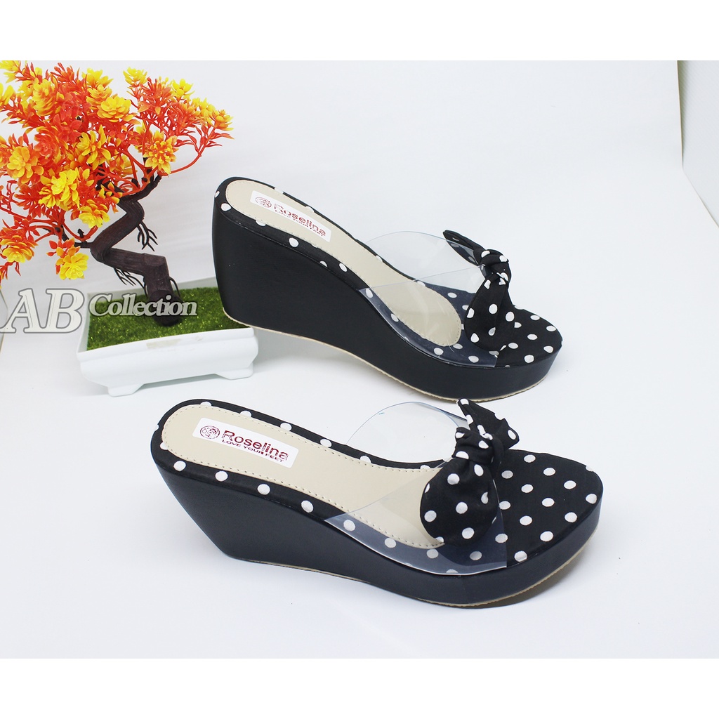 Sandal Wedges Wanita Polkadot Terbaru Sandal Wanita wedges Sandal Wedges Murah