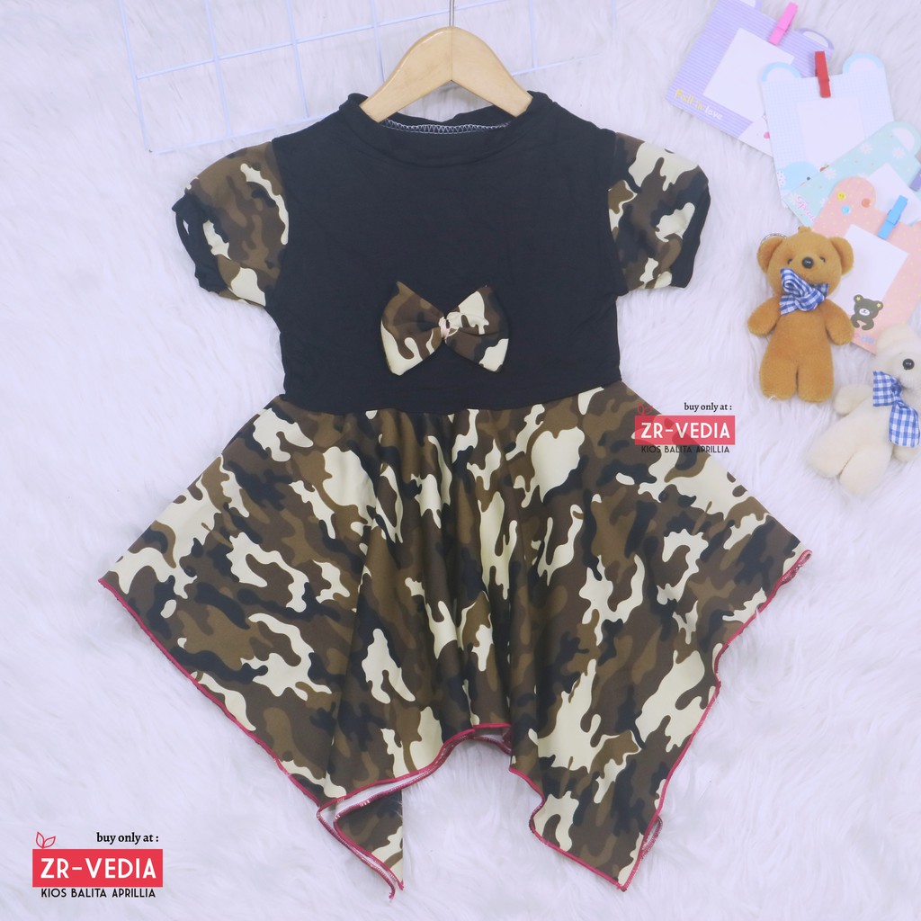 Dress Jennie uk Bayi - 2 Tahun / Dres Anak Perempuan Lengan Pita Polos Baju Pesta Pakaian Kado Adem