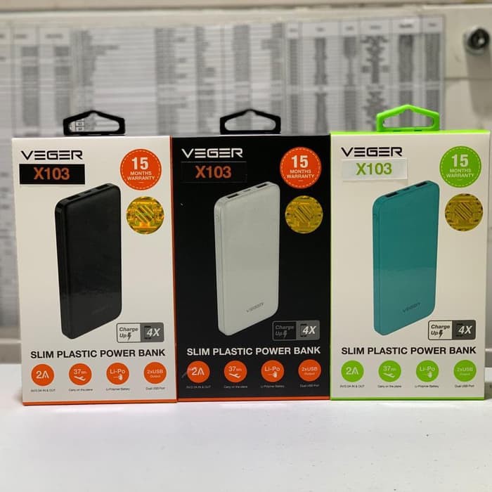 POWER BANK POWERBANK VEGER X103 10000 mAh Ultimate Slim Dual Usb Port