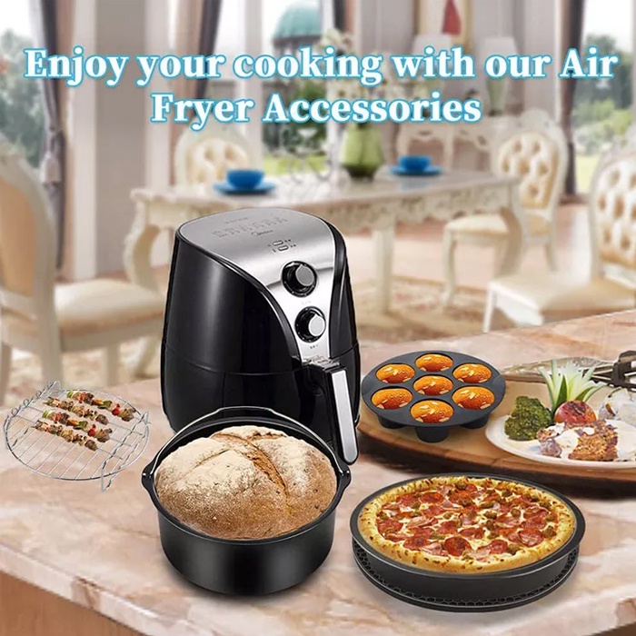 Satu Set Alat Masak Perlengkapan Air Fryer 7 in 1 Anti Lengket Bahan Silikon
