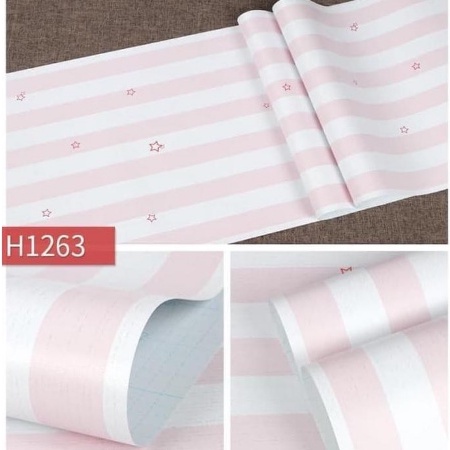 Wallpaper Sticker Motif Salur Pink Bintang 8M