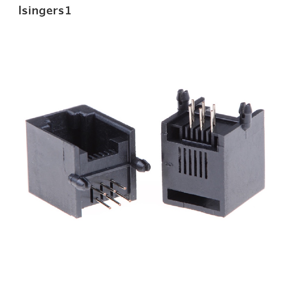 (lsingers1) 10pcs / set RJ11 RJ12 6P6C Soket Jack Internet Komputer