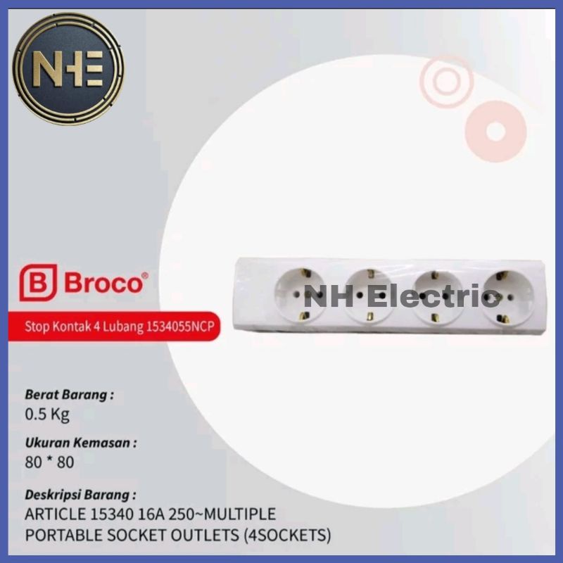 Stop Kontak Terminal 4 Lubang Ncp 15340 Broco Multiple Portable Socket Broco