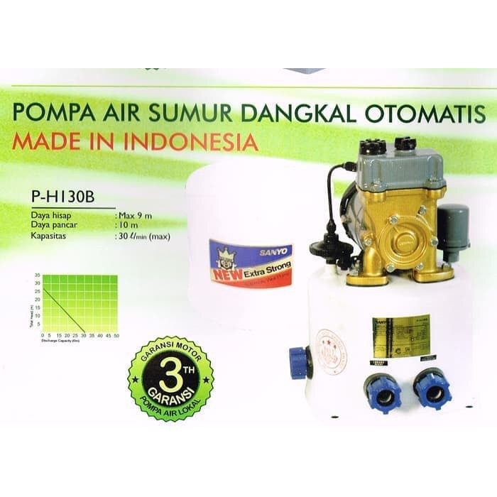 Pompa Air Sanyo PH-130B PH 130 B 125W 125 Watt Pompa Air Sumur Dalam Tangki Besar