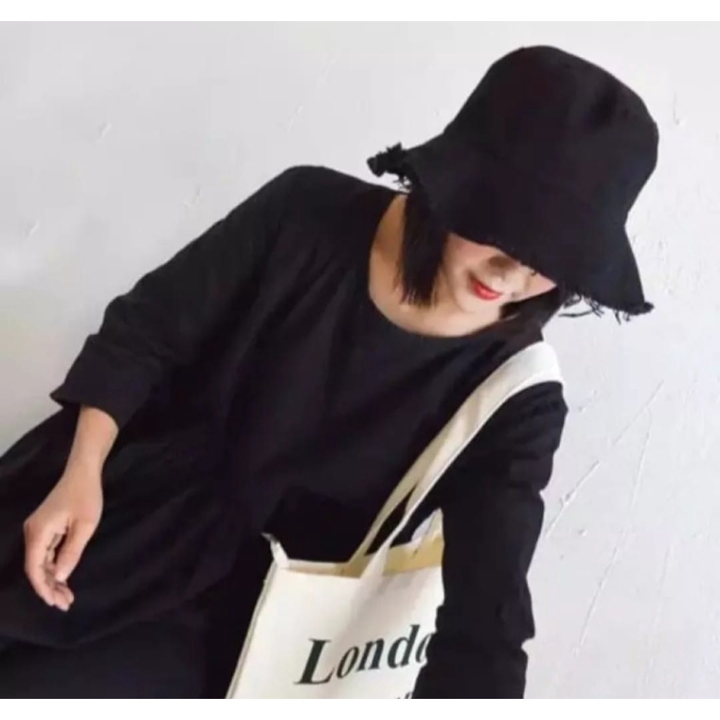 BANTING HARGA - Bucket hat Ripped end Topi bucket hat Rawis Rumbai aneka warna Bisa (COD)