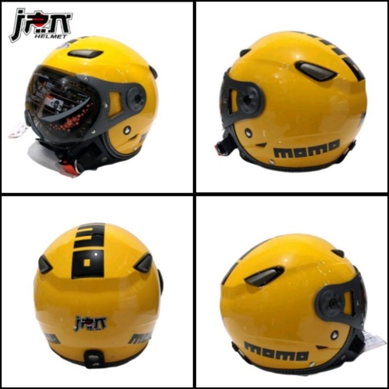 Helm Bogo/Retro helm JPN kawai momo Kaca Pilot Kuning Gloss