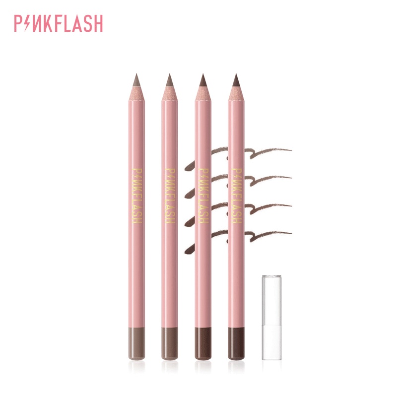 PINKFLASH Ohmyemoji Klasik Tahan Air Tahan Lama Pensil Alis Lembut Tahan Lama Pigmen Luar Biasa 4 Colors Pensil Alis Kayu