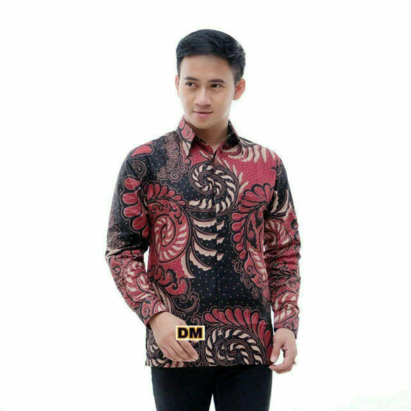 Kemeja Batik Pria Modern Lengan Panjang Casual Modis Slim Fit Trendy Masa