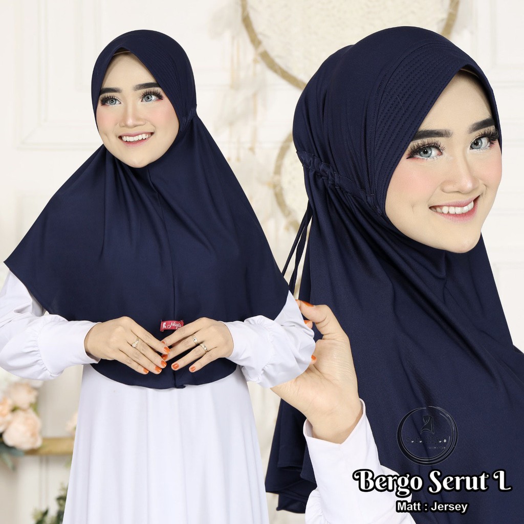 Bergo Serut JOKOWI Kerudung Instan Bergo Serut L, XL Hijab Bergo serut jersey Termurah Safa Hijab