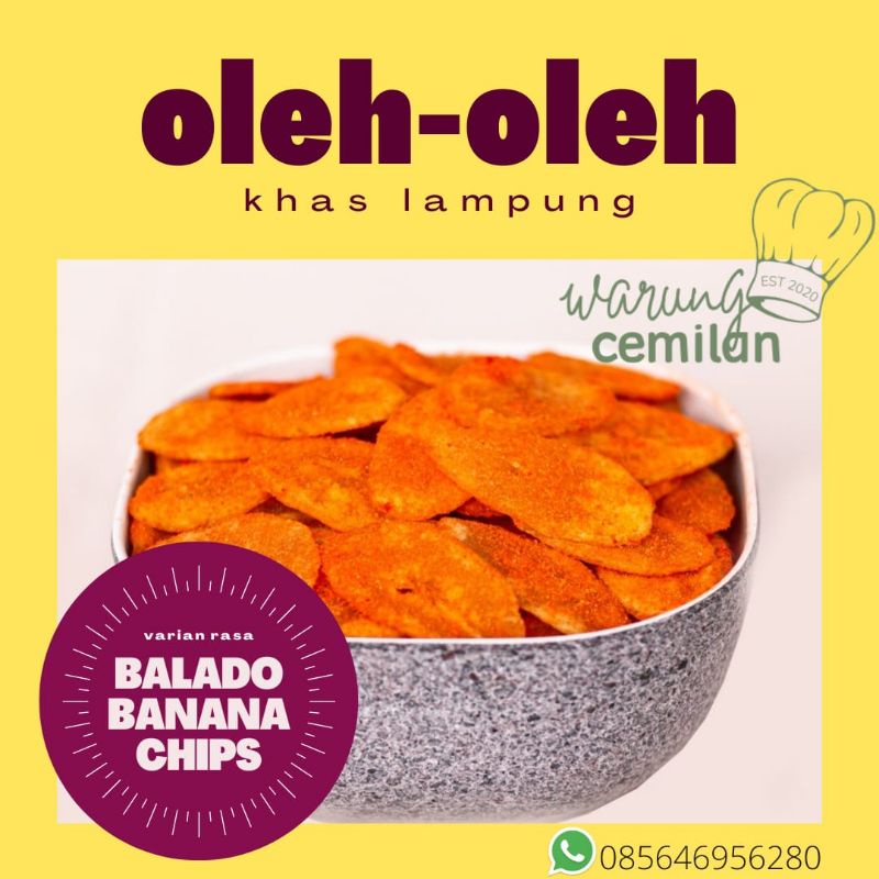 

COD Keripik Kripik Pisang Khas Lampung Rasa Balado Kemasan 200 gram