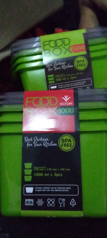Kotak Penyimpanan Makanan - Kotak Makan Victory Food Box 1000ml (1 Set Isi 3)