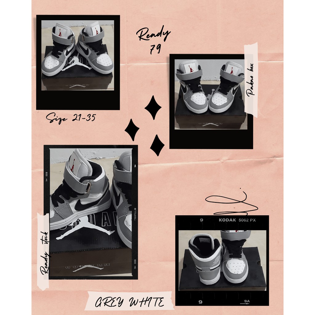 sepatu anak nike jordan junior warna abu putih
