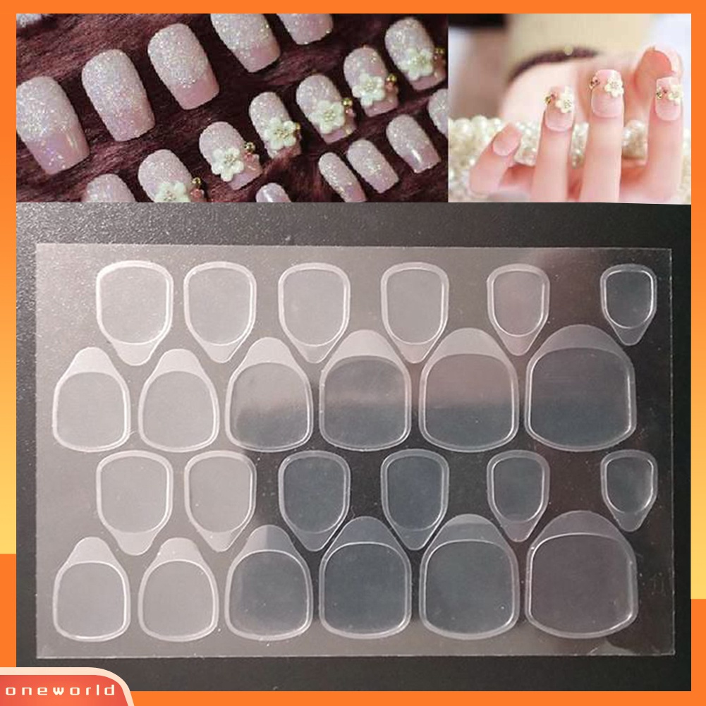 (ONWO) 24pcs / Set Tape Perekat Kuku Palsu Dua Sisi Untuk Nail Art / Manicure