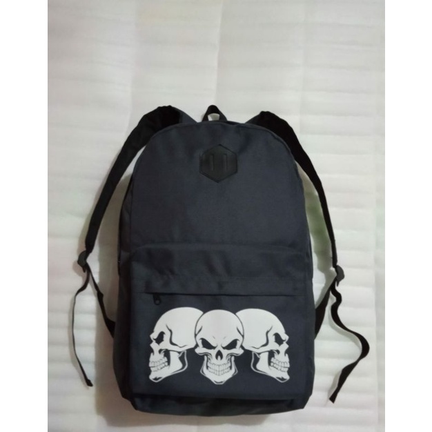 tas ransel punggung distro hitam pria tengkorak tas kerja/tas sekolah/kuliah dll