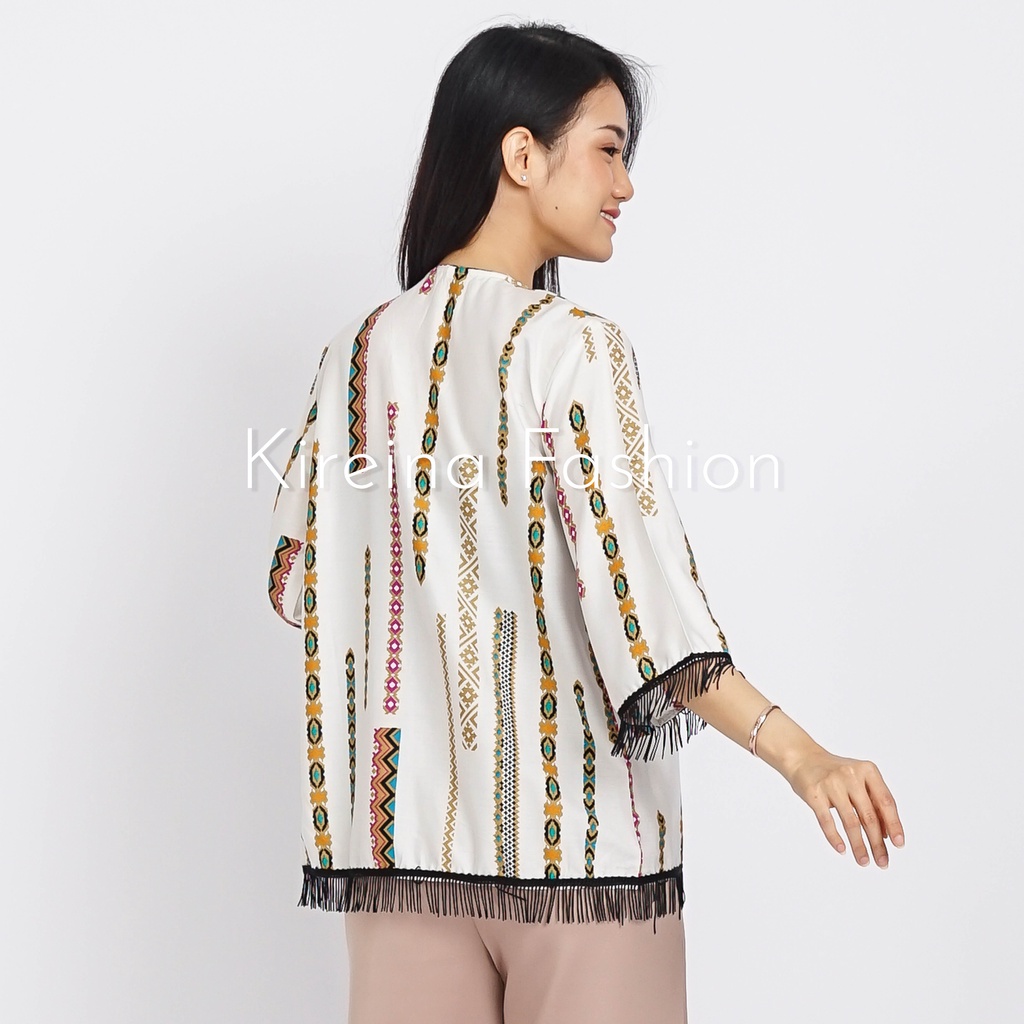 Cardigan Rumbai Motif Bohemian Outer Bohemian Bahan Katun Rayon Viscose | Kireina Fashion