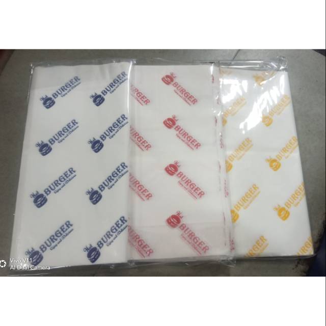 

Kertas Hot burger aneka warna - pembungkus burger isi 100