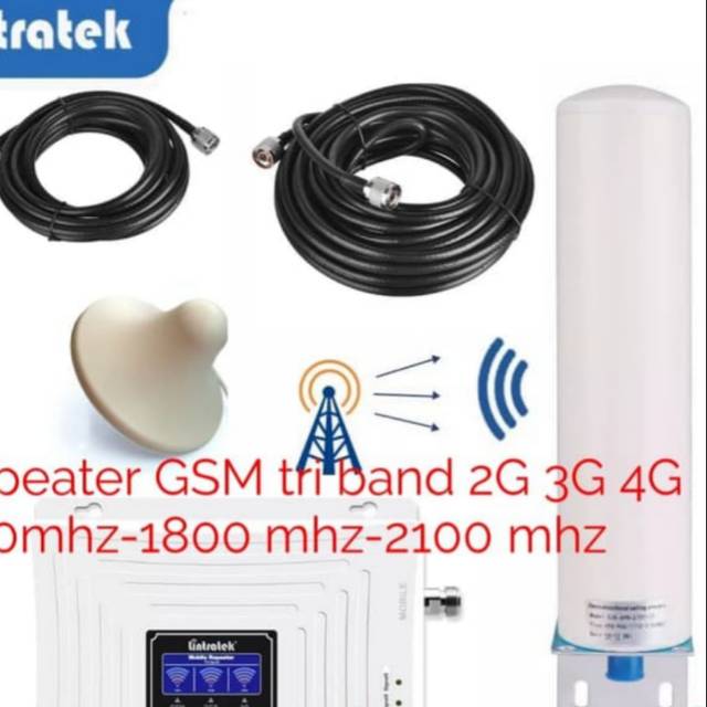Antena penguat sinyal hp tri band gsm 2G /3G /4G 900-2100-1800 MHZ repeater