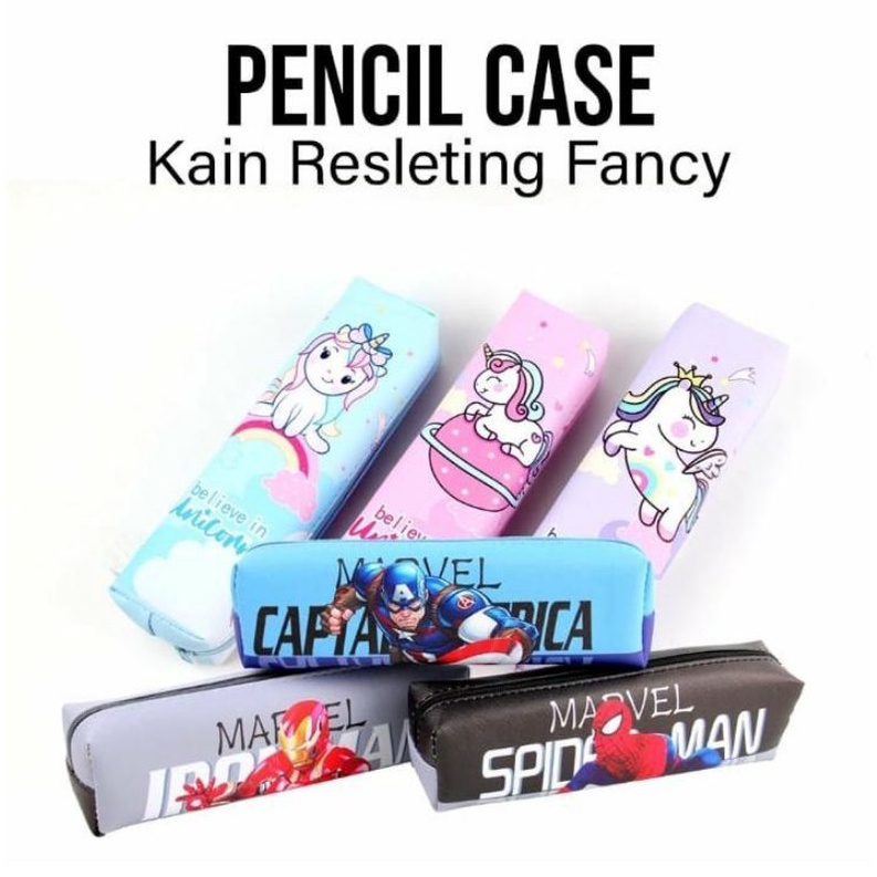 

kotak pensil motif unicorn dan marvel