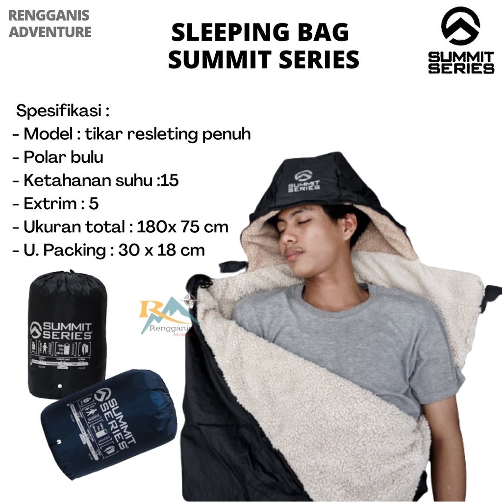 Sleeping Bag Polar Bulu Kantong Tidur Camping SUMMIT SERIES Tebal Hangat Lembut