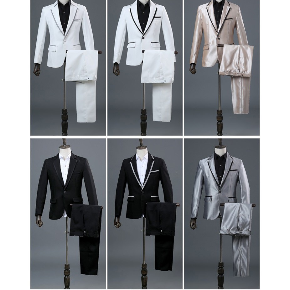 1711038 Hitam/Silver/Putih/Gold Jas Pengantin Jas Formal Jas Kantor