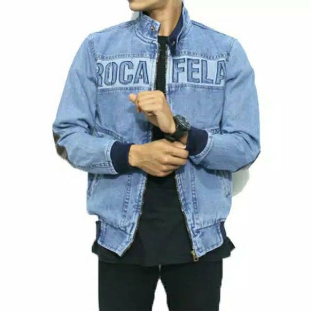 Jaket jeans pria rocafela bordir dada