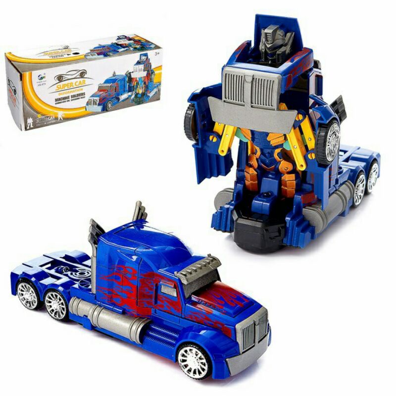 Mainan Mobil Robot Optimus Prime Bumblebee suara robot dan led