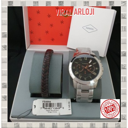 Jam Tangan Pria Fossil FS 4994 Gift Gelang Kulit Original